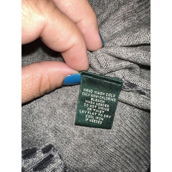 Ralph Lauren Petite Animal Print Silk Cashmere Sweater PM Gray Black - Picture 6 of 6